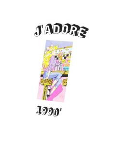 Tableau Décoratif  J'Adore 1990 Vintage Années 90 Retro Milkshake Diner (40 cm x 56 cm)