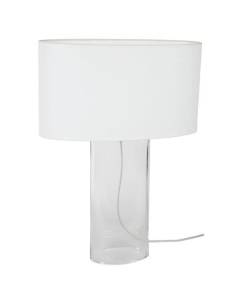 PADUA-Lampe de salon ovale verre  transparent  Abat-jour: cylindre tissu blanc 1 ampoule E27 urbain P40xD40xH53cm