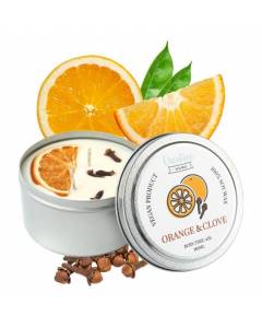 Noel Bougie Parfumées Orange Girofle - Cire de Soja - 180ml - Huile Essentielle Aromatique Naturelle - 45h de Combustion