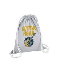 Sac de Gym en Coton Gris Guitar Hero Guitare Musique Rock 12 Litres