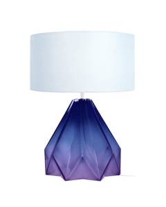 HELSINKI-Lampe de salon géométrique verre  violet Abat-jour: cylindre tissu blanc 1 ampoule E27 urbain P40xD40xH53cm