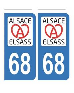 Autocollant Stickers plaque immatriculation voiture auto département 68 Haut-Rhin Logo Région Alsass Alsace