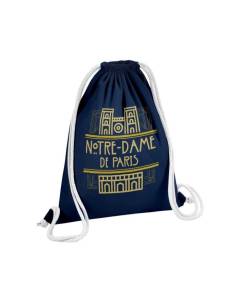 Sac de Gym en Coton Bleu Notre-Dame de Paris France Luxe Style Architecture 12 Litres