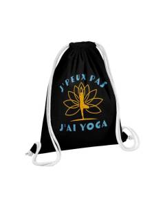 Sac de Gym en Coton Noir J'Peux Pas J'ai Yoga Médiation Inde Buddha 12 Litres