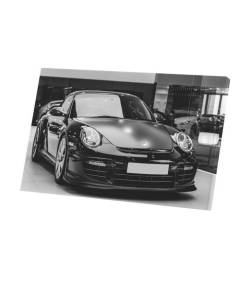 Tableau Décoratif  Belle Voiture de Sport Porsche Rouge Sous un Arbre  (64 cm x 40 cm)