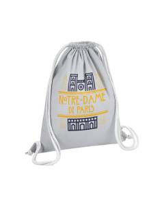 Sac de Gym en Coton Gris Notre-Dame de Paris France Luxe Style Architecture 12 Litres