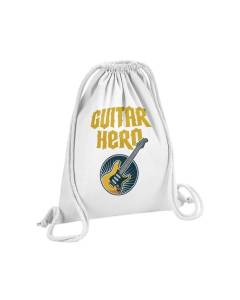Sac de Gym en Coton Blanc Guitar Hero Guitare Musique Rock 12 Litres