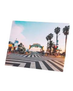 Tableau Décoratif  Santa Monica Plage Los Angeles Californie Palmiers (80 cm x 60 cm)