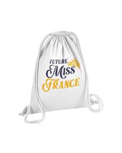 Sac de Gym en Coton Blanc Future Miss France Enfant Beauté 12 Litres