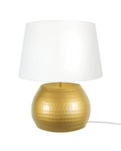 MUMBAI-Lampe de salon globe métal  doré Abat-jour: tambour tissu blanc 1 ampoule E27 vintage P50xD50xH60cm