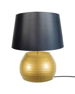 MUMBAI-Lampe de salon globe métal  doré Abat-jour: tambour tissu noir 1 ampoule E27 vintage P50xD50xH60cm