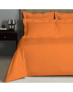 Housse de couette unie 50% percale de coton 50% polyester - 80 fils - 240x260 - orange