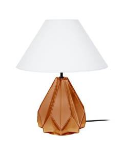 HELSINKI-Lampe de salon géométrique verre  cuivre Abat-jour: empire tissu blanc 1 ampoule E27 urbain P45xD45xH54cm