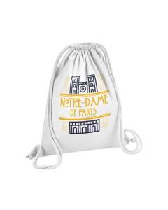 Sac de Gym en Coton Blanc Notre-Dame de Paris France Luxe Style Architecture 12 Litres