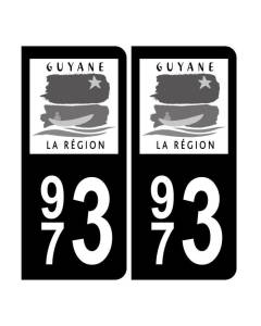 Autocollant plaque d'immatriculation 973 Guyane Noir
