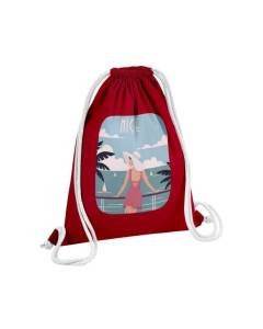 Sac de Gym en Coton Rouge Nice Promenade des Anglais Mer Soleil Voyage 12 Litres