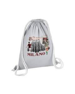 Sac de Gym en Coton Gris Milano Vintage Milan Italie Voyage Mode 12 Litres
