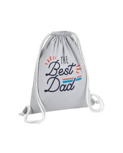 Sac de Gym en Coton Gris The Best Dad Ever Papa Père Famille Cadeau 12 Litres