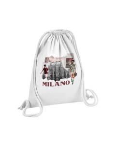 Sac de Gym en Coton Blanc Milano Vintage Milan Italie Voyage Mode 12 Litres