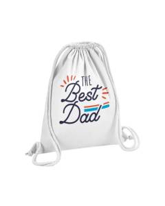 Sac de Gym en Coton Blanc The Best Dad Ever Papa Père Famille Cadeau 12 Litres