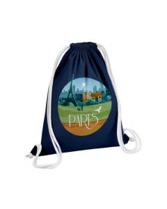 Sac de Gym en Coton Bleu Paris Paysage Ville France Tour Eiffel 12 Litres