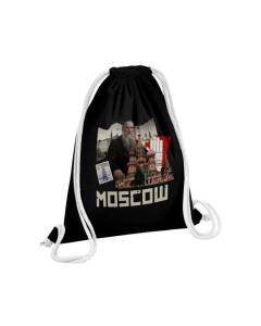 Sac de Gym en Coton Noir Moscow Vintage Moscou Russie Voyage 12 Litres