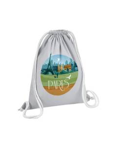 Sac de Gym en Coton Gris Paris Paysage Ville France Tour Eiffel 12 Litres