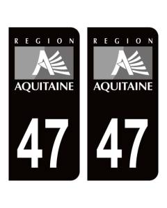 Autocollant Stickers plaque d'immatriculation voiture auto département 64 Pyrénées-Atlantiques Logo Région Aquitaine Noir