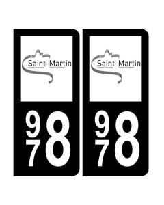Autocollant Plaque d'immatriculation 978 Saint Martin Noir