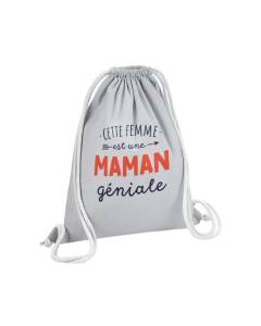 Sac de Gym en Coton Gris Cette Femme est une Maman Géniale Mère 12 Litres