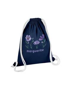 Sac de Gym en Coton Bleu Marguerite Violette Fleurs Minimaliste Chic Amour 12 Litres