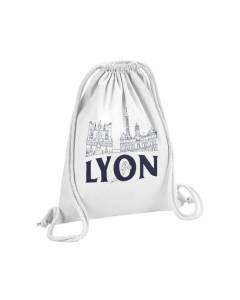 Sac de Gym en Coton Blanc Lyon Minimalist France Ville Est Culture 12 Litres