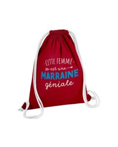 Sac de Gym en Coton Rouge Cette Femme est une Marraine Géniale Naissance 12 Litres