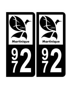 Autocollant Plaque d'immatriculation 972 Martinique Bis Noir