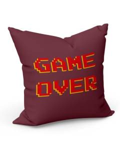 Coussin Rouge Game Over Retro Arcade Gaming Jeux Video 8 Bits (40x40cm)
