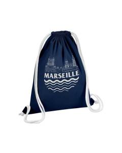 Sac de Gym en Coton Bleu Marseille Minimalist France Ville Pastis OM 12 Litres