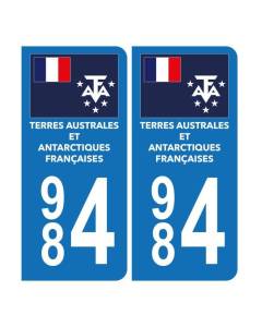 Autocollant Plaque d'immatriculation 984 Terres Australes et Antarctiques Françaises