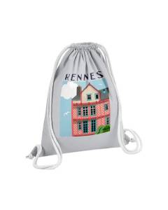 Sac de Gym en Coton Gris Rennes Architecture France Ville Moyen-Age 12 Litres