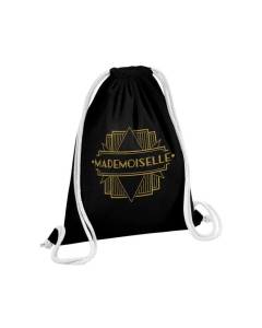 Sac de Gym en Coton Noir Mademoiselle Vintage Chic Style Femme 12 Litres