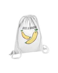 Sac de Gym en Coton Blanc Avoir la Banane Enfant Expression Fruit 12 Litres