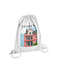 Sac de Gym en Coton Blanc Rennes Architecture France Ville Moyen-Age 12 Litres