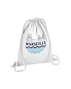 Sac de Gym en Coton Blanc Marseille Minimalist France Ville Pastis OM 12 Litres