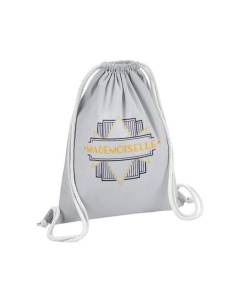 Sac de Gym en Coton Gris Mademoiselle Vintage Chic Style Femme 12 Litres