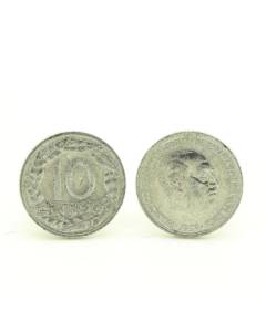 Boutons de manchettes Pièce de Monnaie Authentique " Espagne " 10 centimos Franco