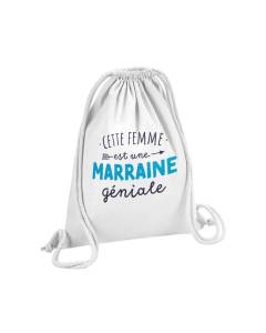 Sac de Gym en Coton Blanc Cette Femme est une Marraine Géniale Naissance 12 Litres