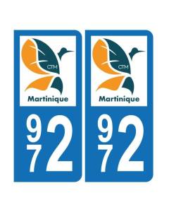 Autocollant Plaque d'immatriculation 972 Martinique Bis