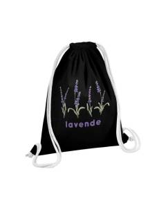 Sac de Gym en Coton Noir Lavende Provence Fleurs Minimaliste Chic Amour 12 Litres