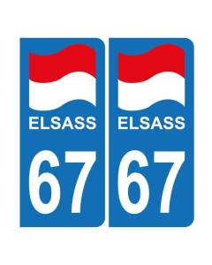 Autocollant Plaque d'immatriculation Voiture 67 Alsace Elsass Drapeau