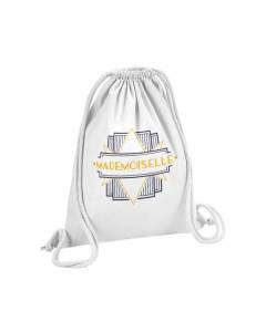 Sac de Gym en Coton Blanc Mademoiselle Vintage Chic Style Femme 12 Litres