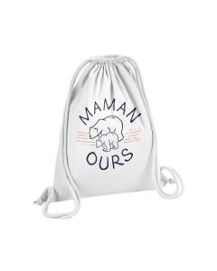 Sac de Gym en Coton Blanc Maman Ours Famille Mignon Animal 12 Litres